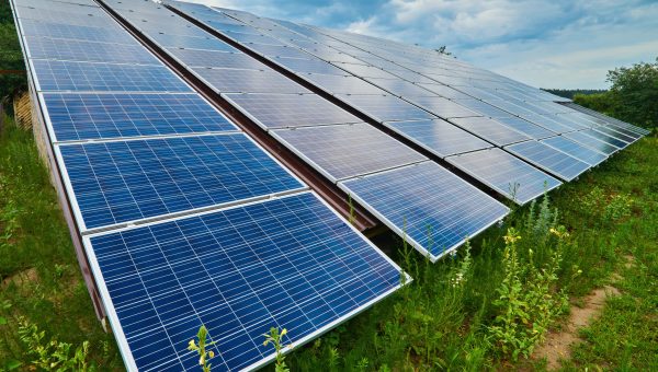 Solar panel produces green, environmentally friendly energy from the sun.